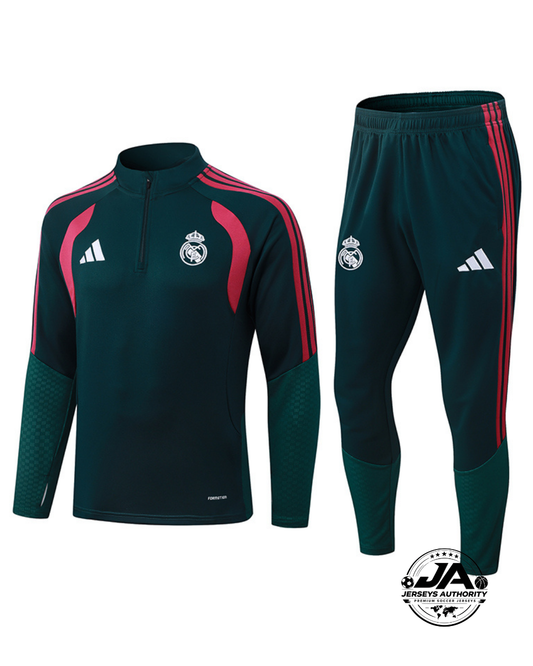 2026/27 Real Madrid Dark Green Training Set – Long Sleeve