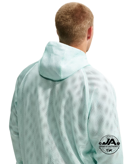 26/27 France Light Green Full Zipper Hooded Windbreaker Jacket
