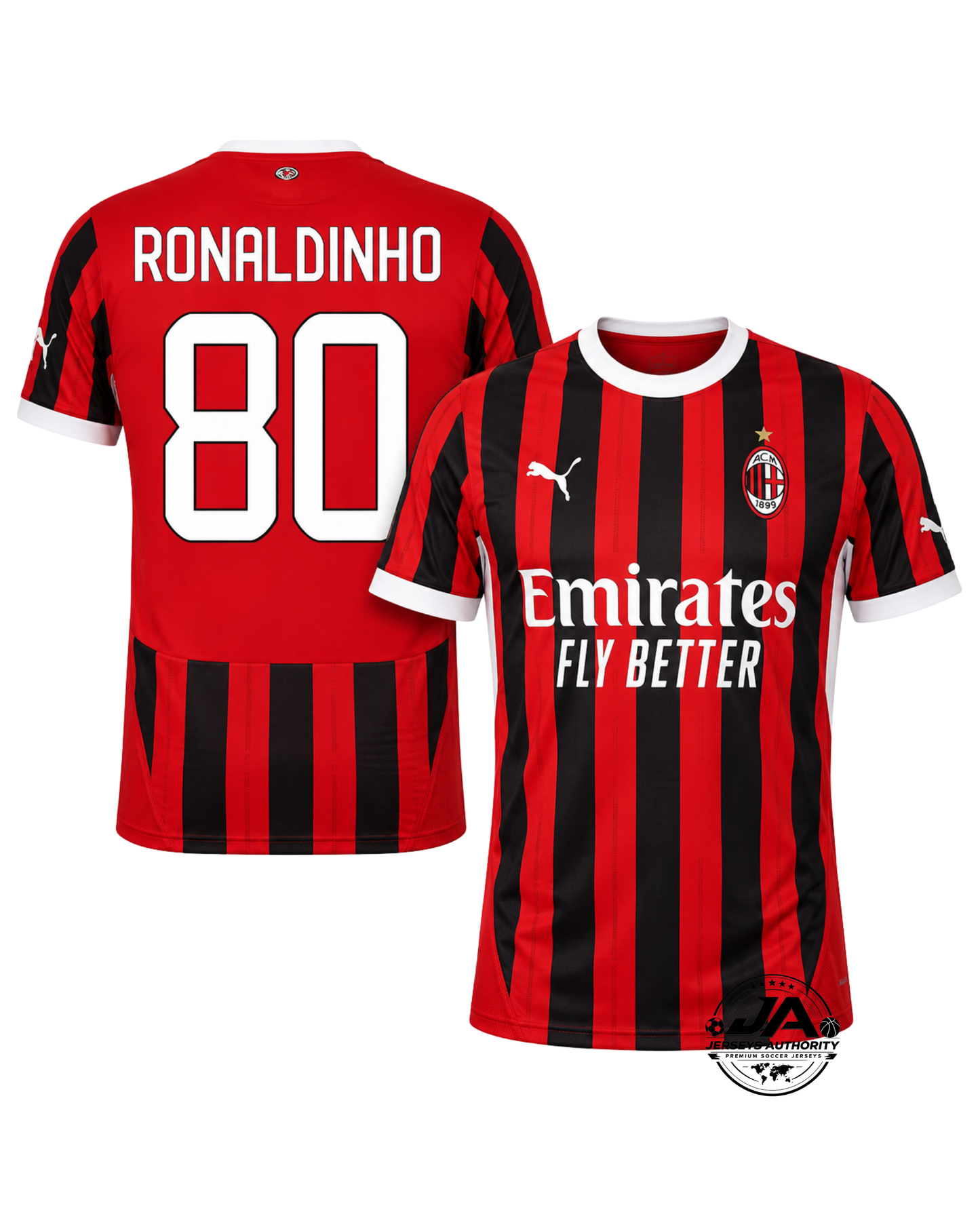 AC Milan Ronaldinho 80 Home Fan Jersey 2024/25 UCL UEFA Foundation