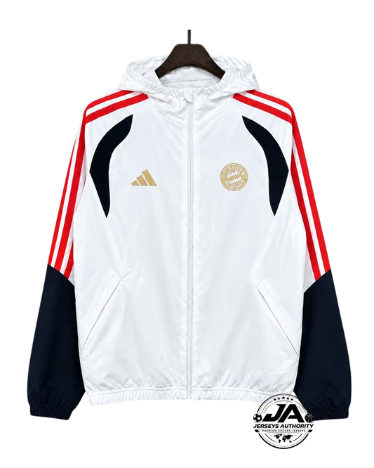 26/27 Bayern Munich white Full Zipper Hooded Windbreaker