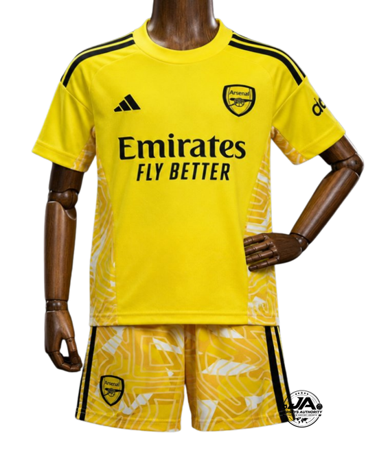 Arsenal 2026/27 Goalkeeper Yellow/White Jersey Kids Kit