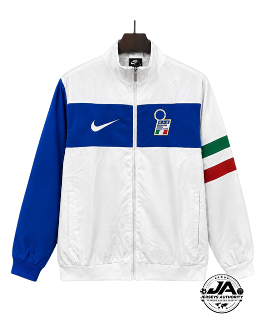 Retro 94/95 Italy White Full Zipper Windbreaker
