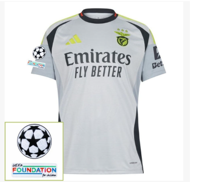 Benfica Third Fan Jersey 2024/25 Patches UCL UEFA Foundation (Official Printing)