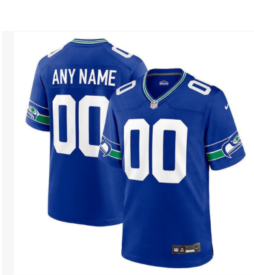Seattle Seahawks Royal Throwback Custom Jersey