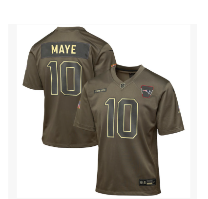 Drake Maye Salute to Service Game Jersey 2025 - Olive