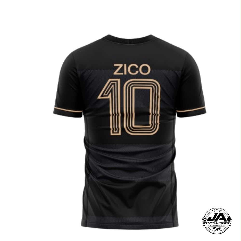 Jersey Women's Flamengo Zico 1981 Black and Gold Retro Jersey