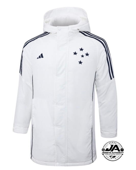 Cruzeiro 2026 white puffer jacket front