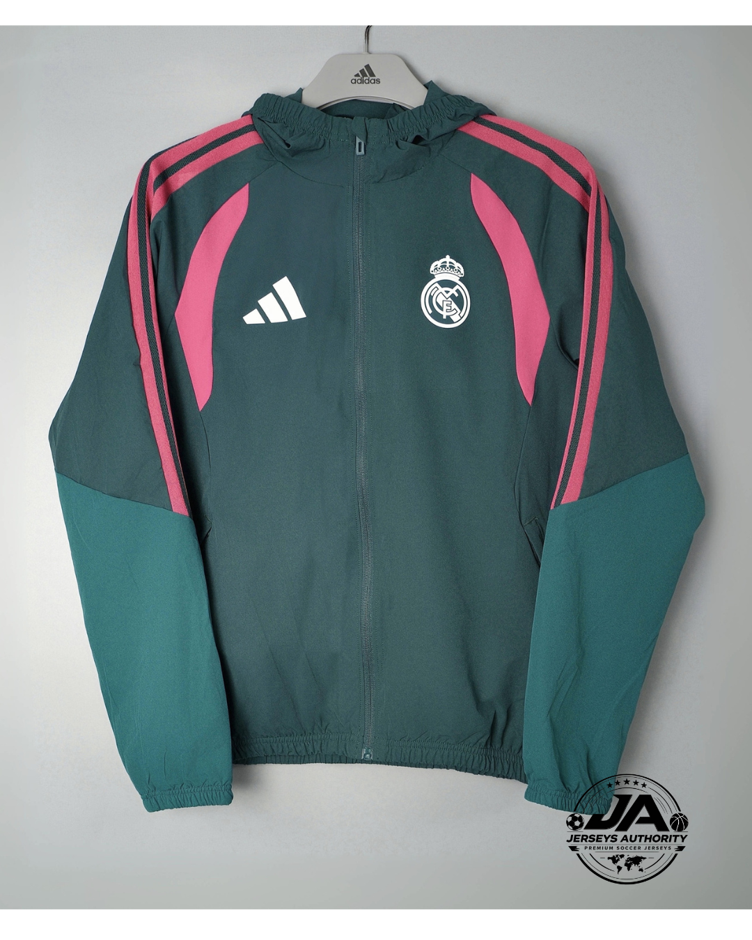 2026/27 Real Madrid Dark Green Hooded Windbreaker Jacket