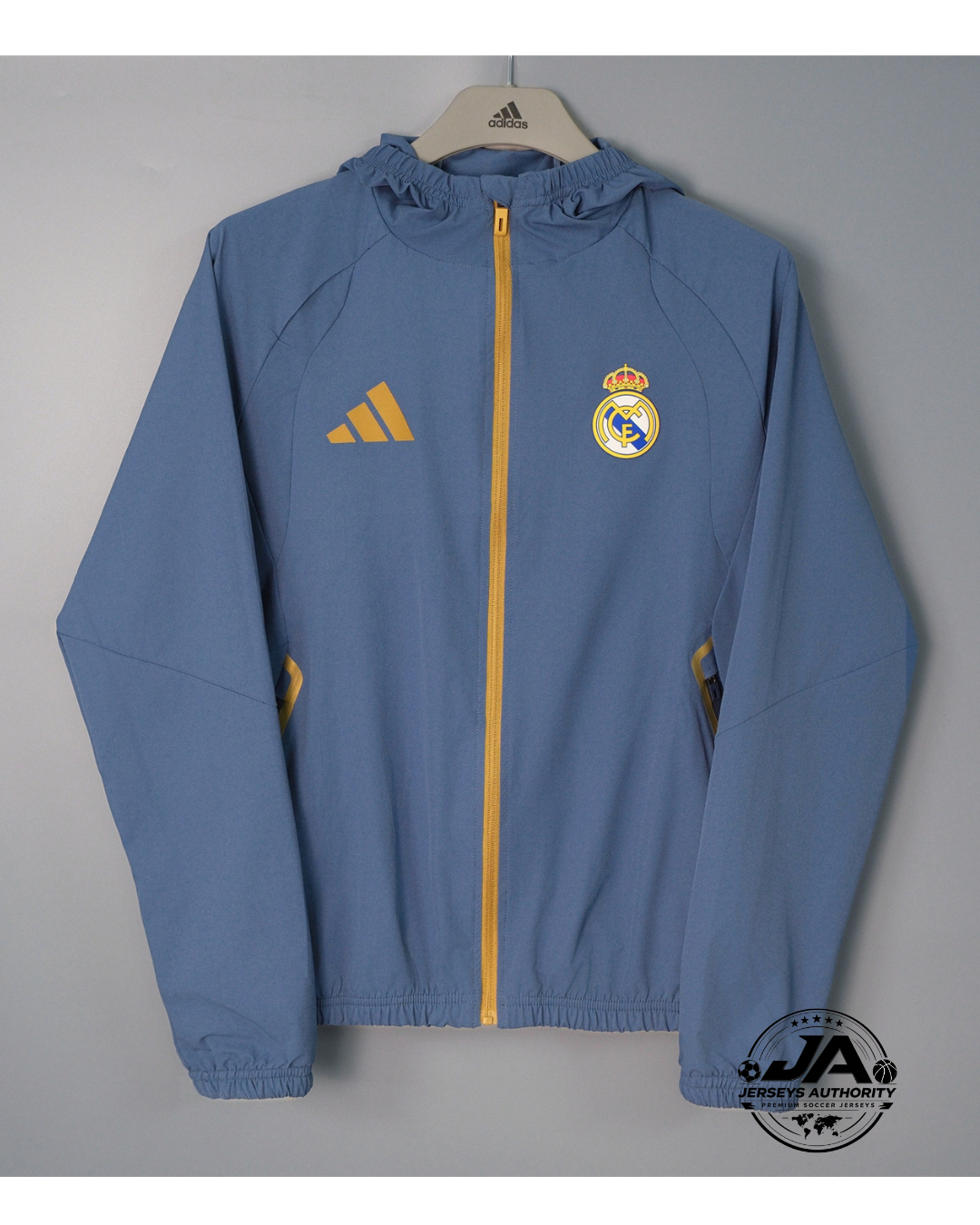 2026/27 Real Madrid Blue Gray Hooded Windbreaker Jacket