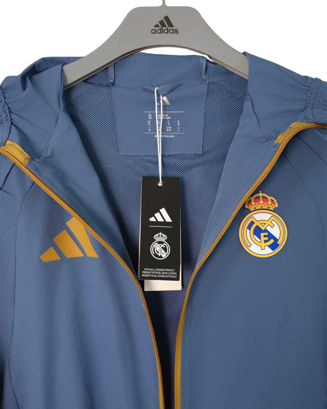 2026/27 Real Madrid Blue Gray Hooded Windbreaker Jacket