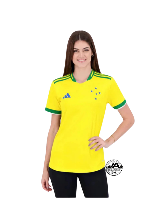 Camisa Cruzeiro Brasil Adidas 2026 Feminina Amarelo e Verde - Torcedor