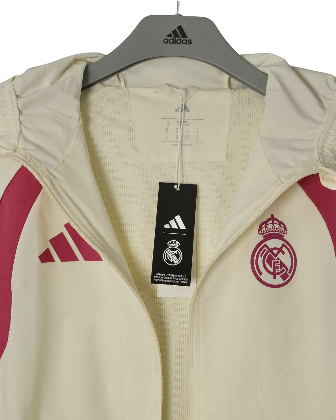 2026/27 Real Madrid Cream & Burgundy Hooded Windbreaker Jacket