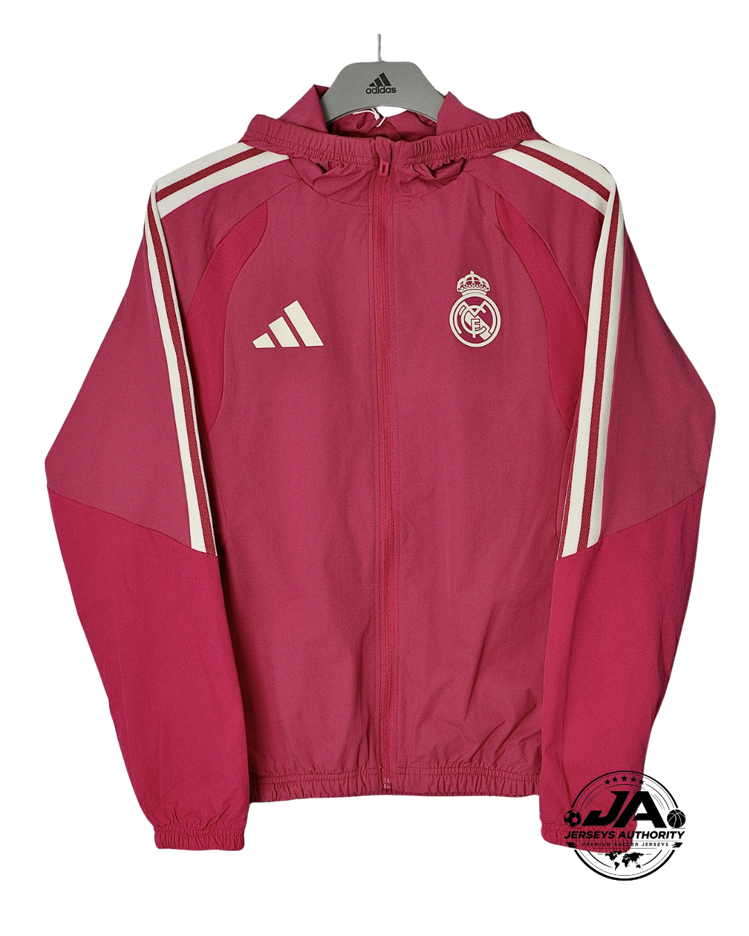 2026/27 Real Madrid Rose Red Hooded Windbreaker Jacket