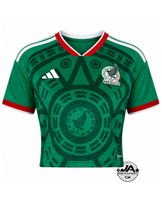 2026 Mexico Women's Stadium Home Cropped Soccer Jersey - World Cup 2026