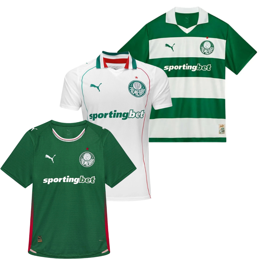 Palmeiras Home, Away e Third 2025/26 - Kit 3 - Fan Version