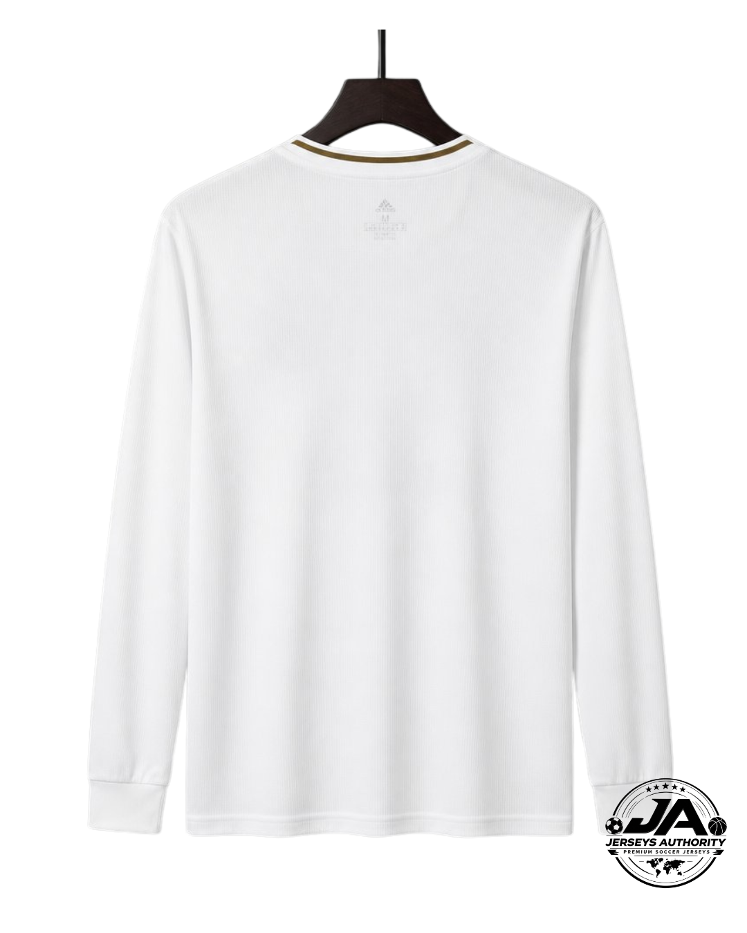 Retro 19/20 Real Madrid White with Gold Stripes Home Long Sleeve Jersey