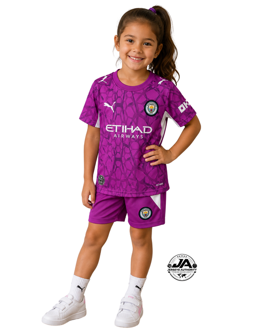 Manchester City 2026/27 Goalkeeper Electric Orchid Jersey Kit Kids
