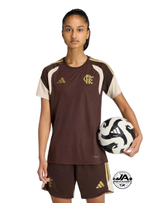 Camisa Flamengo Treino 2026 Feminina Marrom - Torcedor