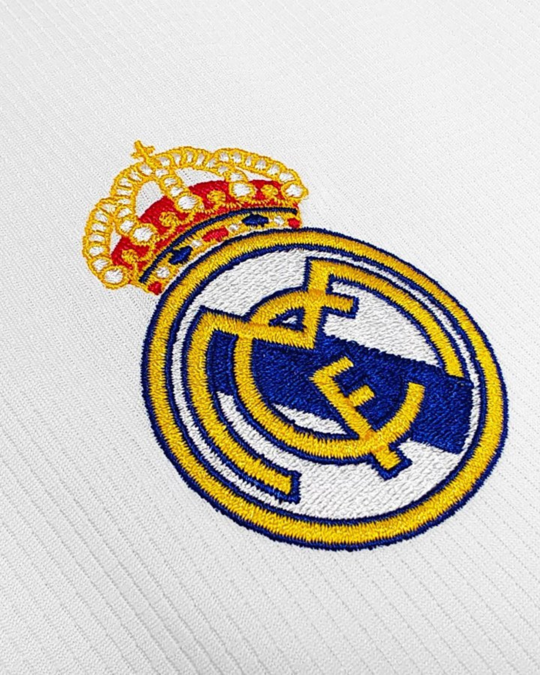 Retro 19/20 Real Madrid White with Gold Stripes Home Long Sleeve Jersey