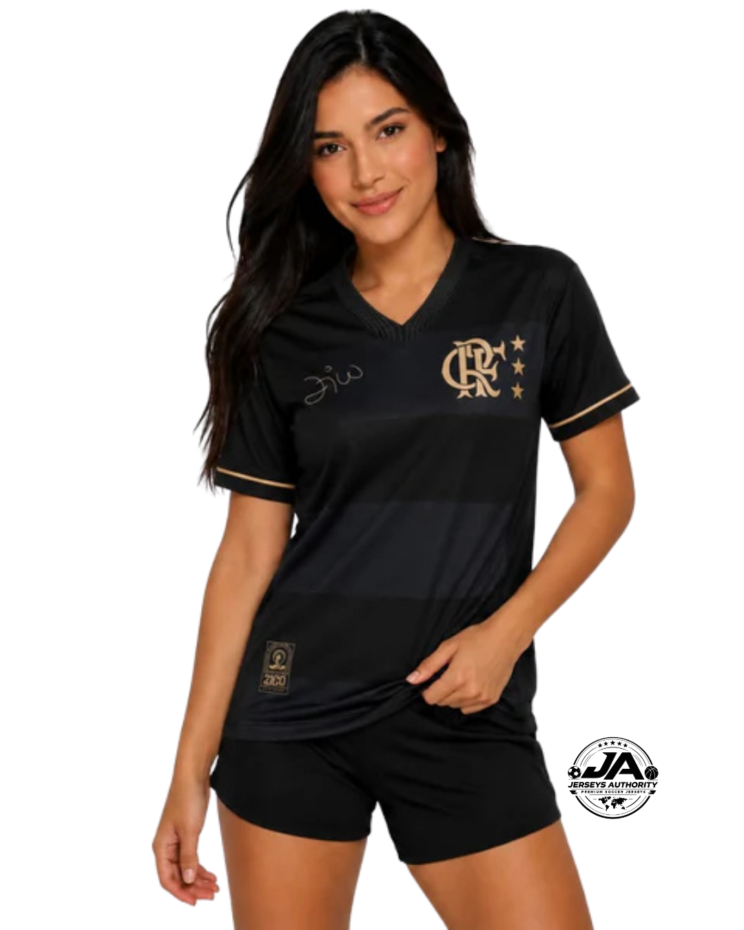 Camiseta Flamengo Retro Zico 1981 Femenina Negro y Dorado - Aficionado