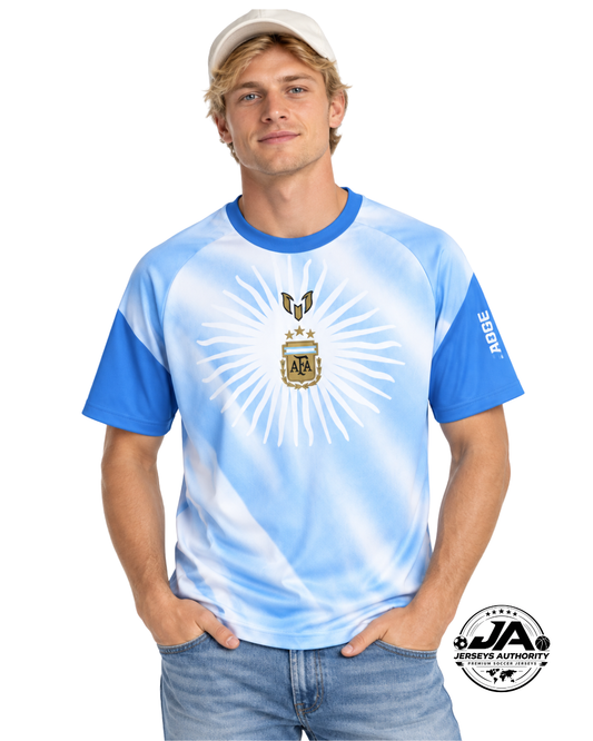 2026 Argentina Pre-Match Light Blue Messi Farewell Jersey - Fan Version