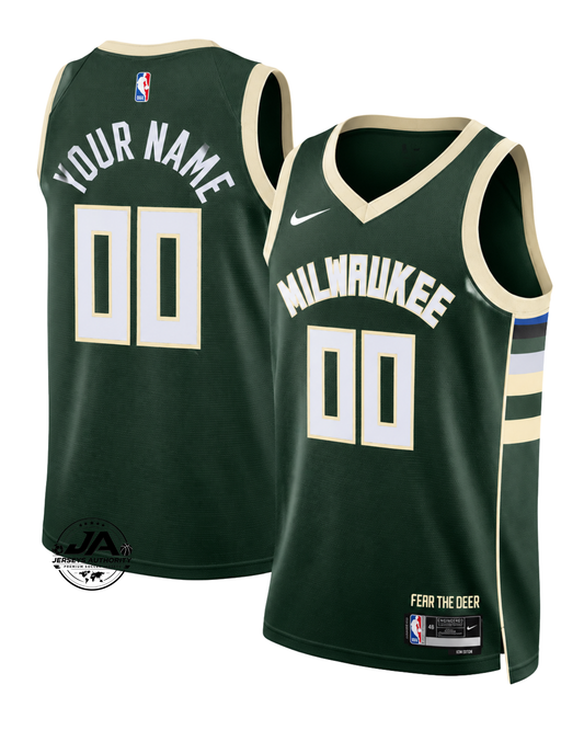 Milwaukee Bucks Icon Edition Jersey - Hunter Green