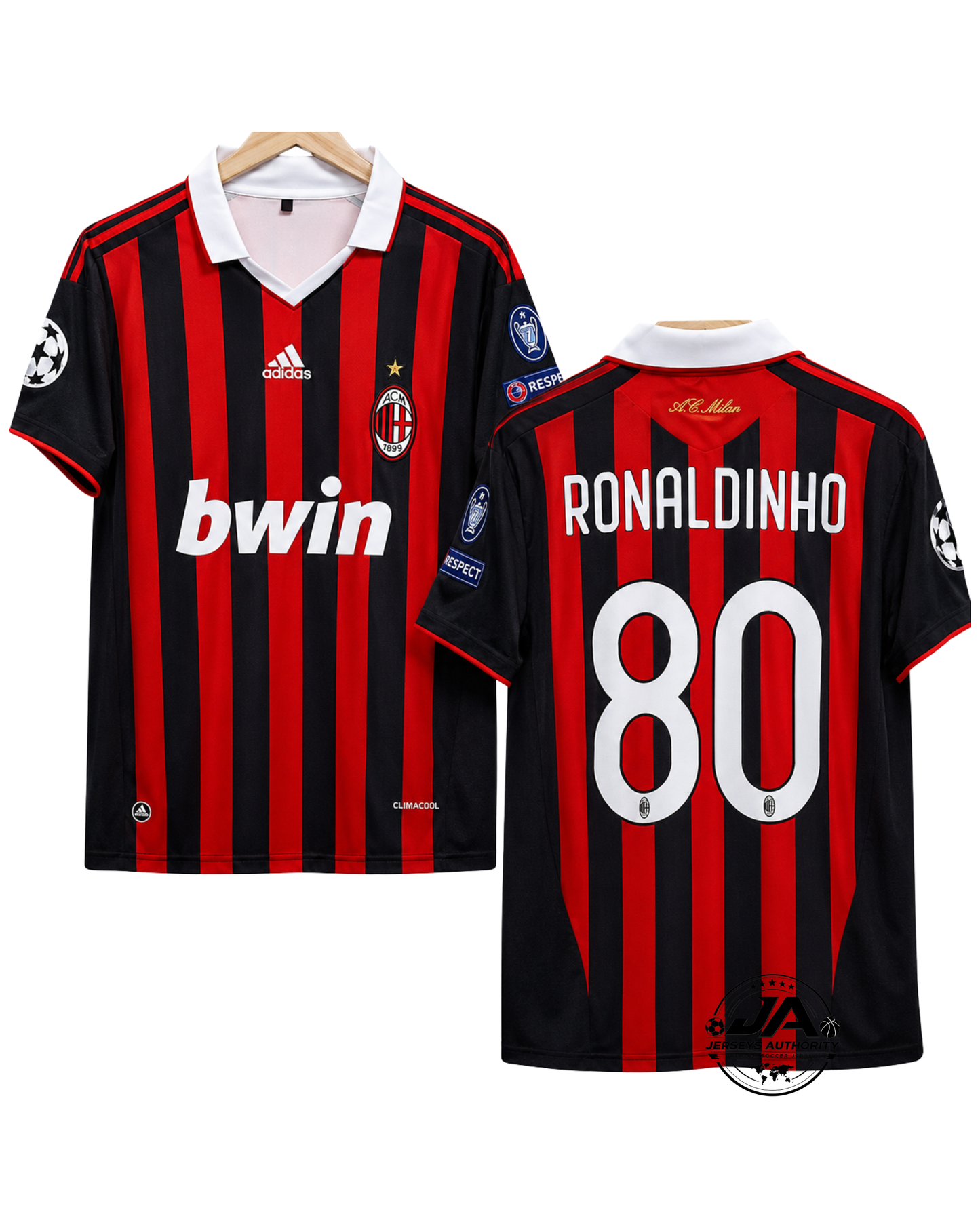 AC Milan Ronaldinho 80 Embroidery Retro Jersey