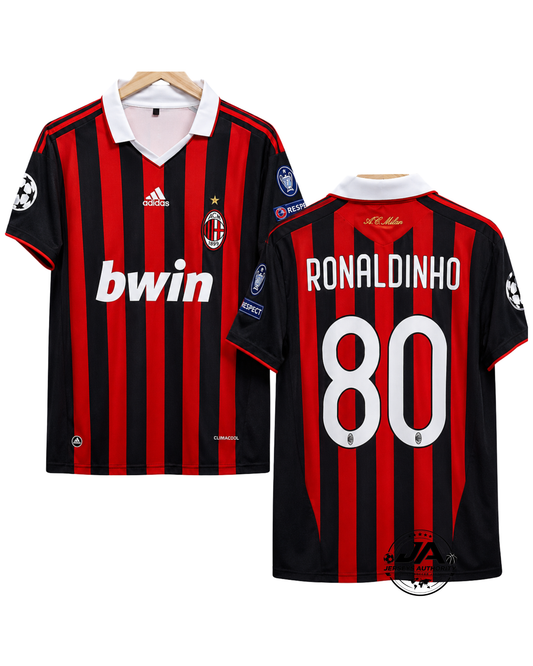 AC Milan Ronaldinho 80 Embroidery Retro Jersey
