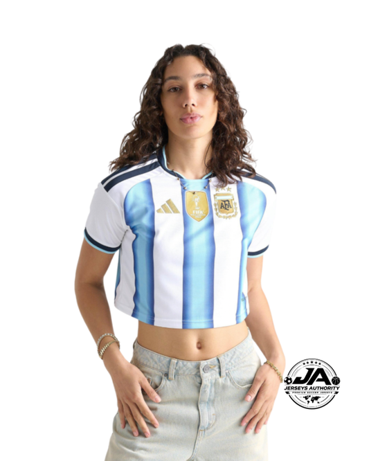2026 Argentina Women's Stadium Home Cropped Soccer Jersey - World Cup 2026