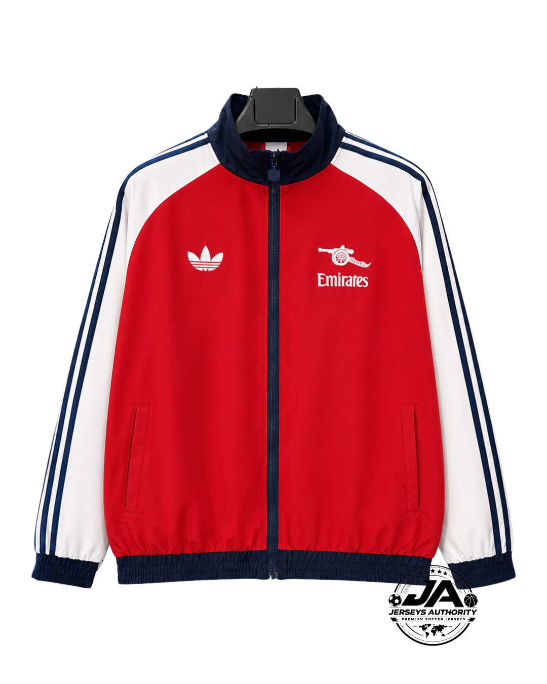 26/27 Arsenal Red & White Full Zipper Windbreaker - front
