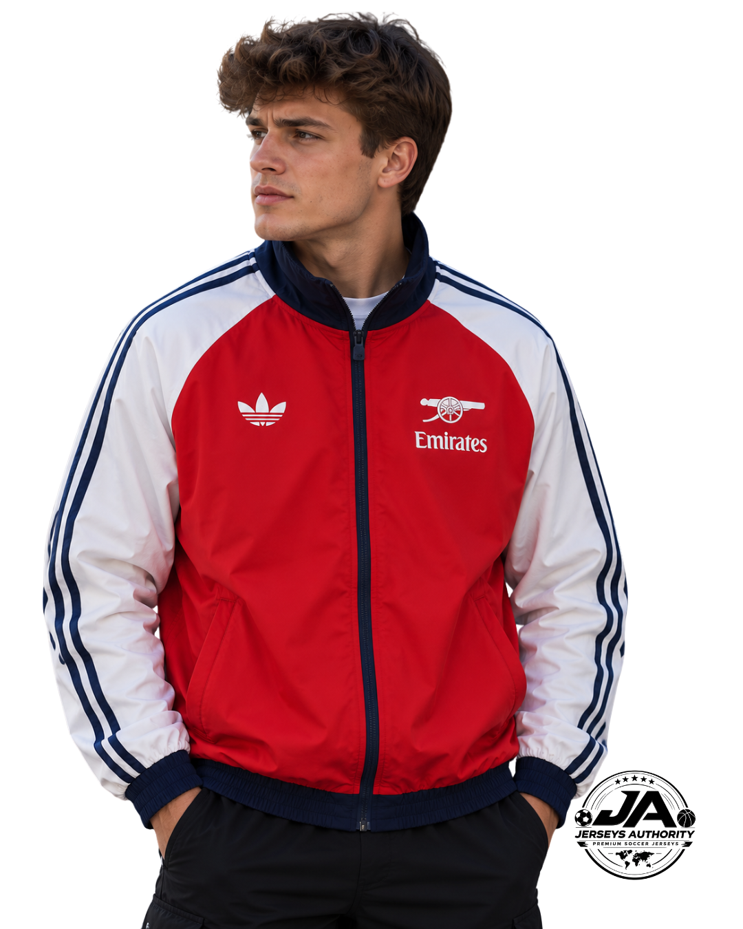 26/27 Arsenal Red & White Full Zipper Windbreaker - model