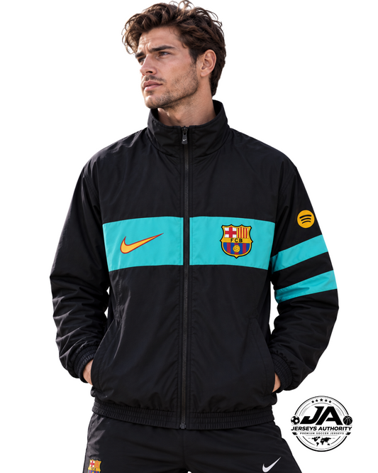 26/27 Barcelona Black Full Zipper Windbreaker - model-men