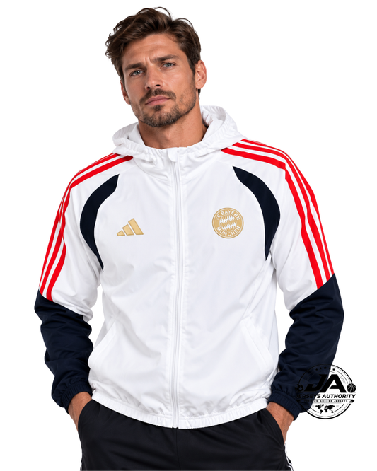 26/27 Bayern Munich white Full Zipper Hooded Windbreaker