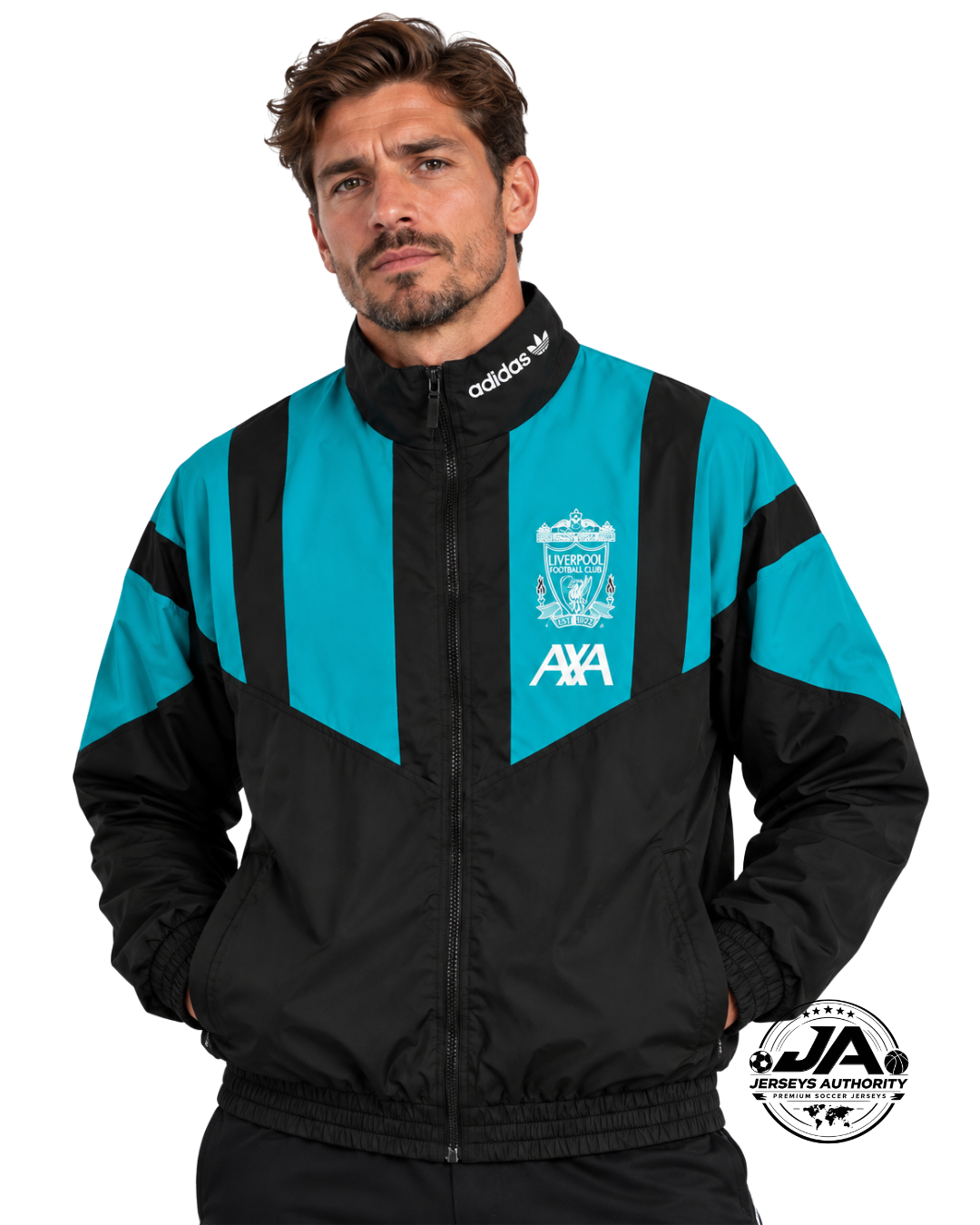26/27 Liverpool EQT Black Green Full Zipper Windbreaker