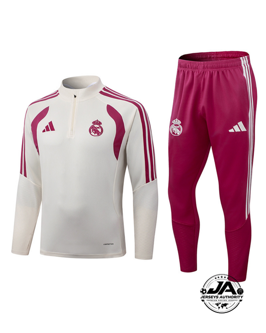 2026/27 Real Madrid White & Pink Training Set – Long Sleeve