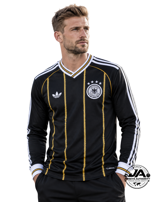 2026 Germany Away Black/Gold Long Sleeve Jersey - Fan Version