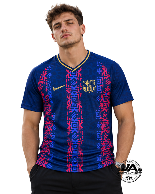 26/27 Barcelona Training Mosaic Navy Jersey - Fan Version