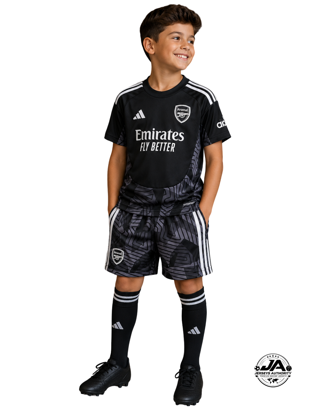 Arsenal 2026/27 Goalkeeper Black Jersey Kids Kit