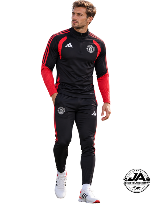 2026/27 Manchester United Black & Red Training Set – Long Sleeve