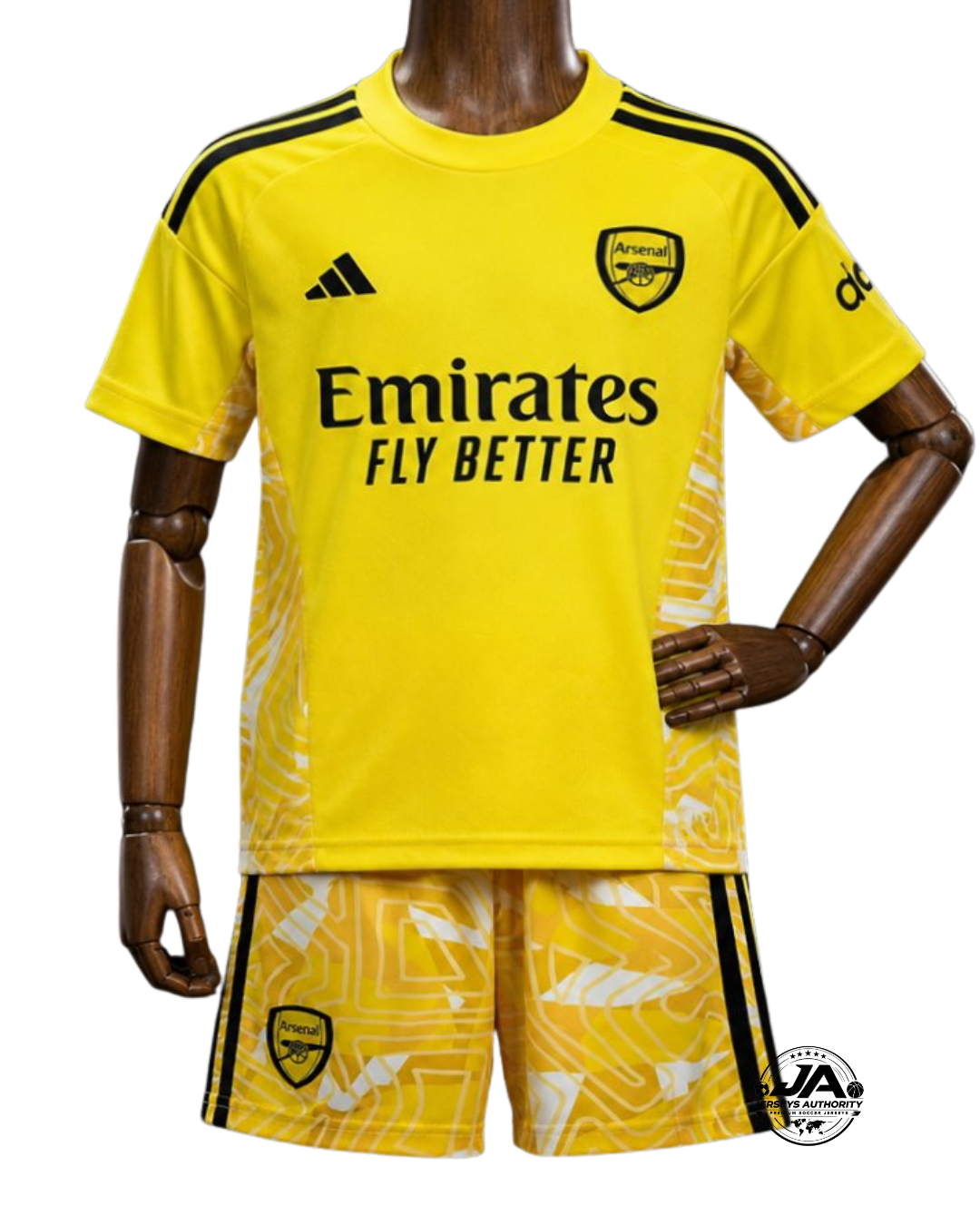 Kit de niño del Arsenal 2026/27, uniforme de portero, amarillo y blanco