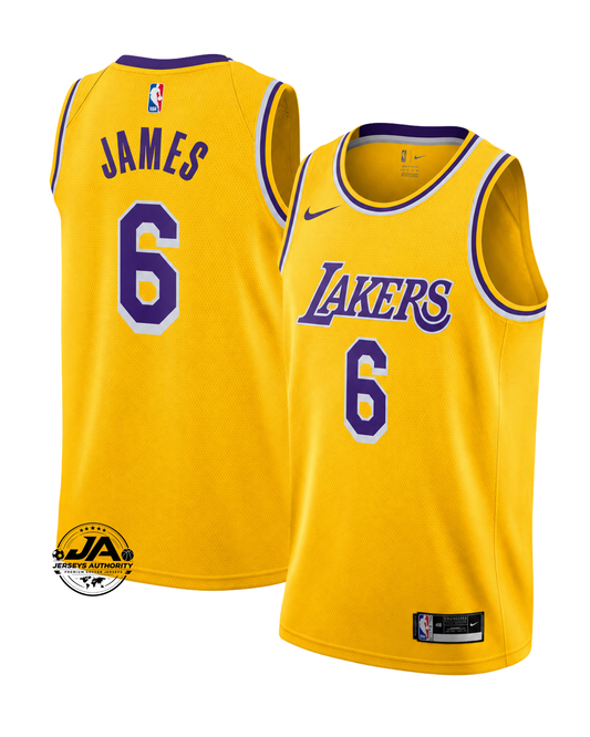 LeBron James Los Angeles Lakers Player Jersey #6 - Yellow - Slim Fit