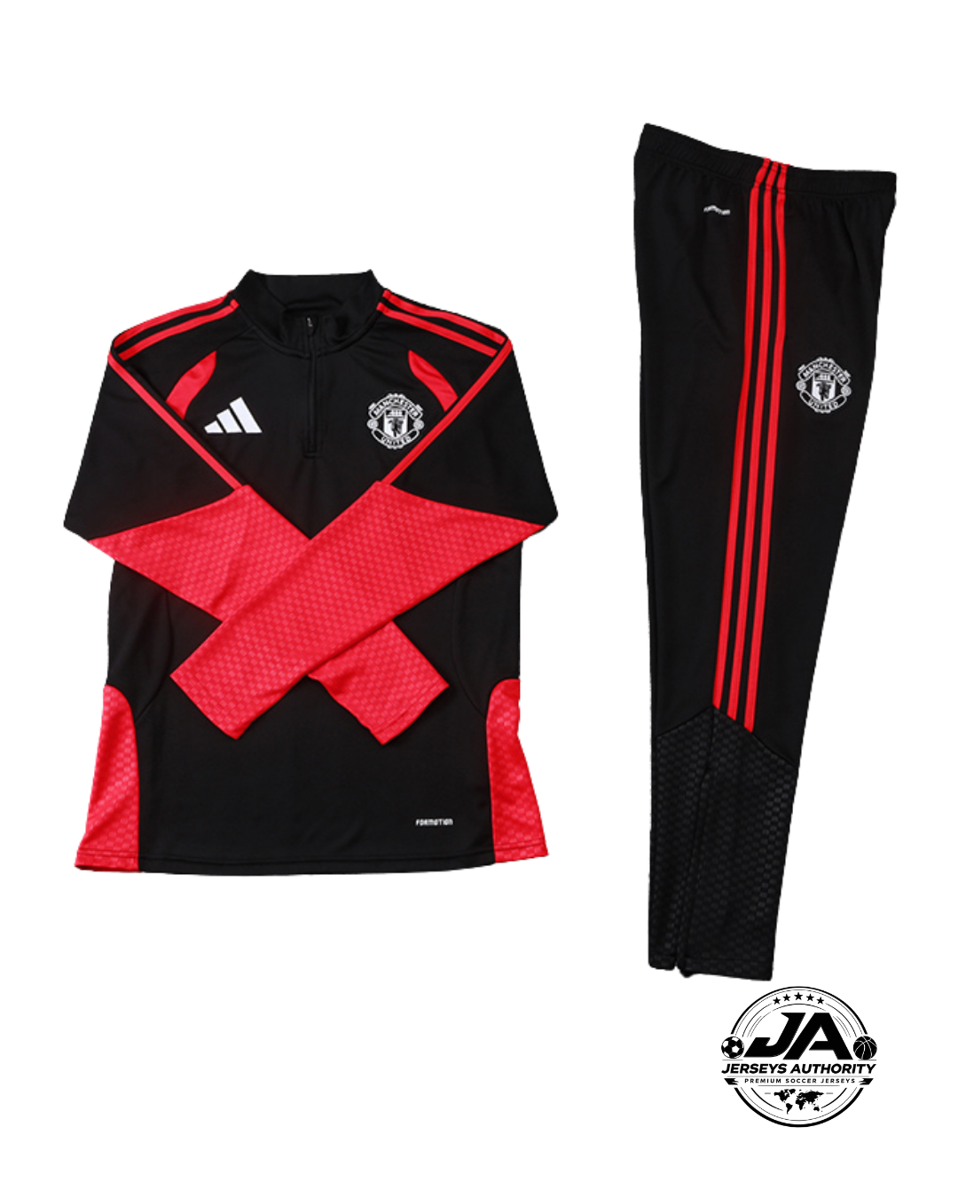 2026/27 Manchester United Black & Red Training Set – Long Sleeve