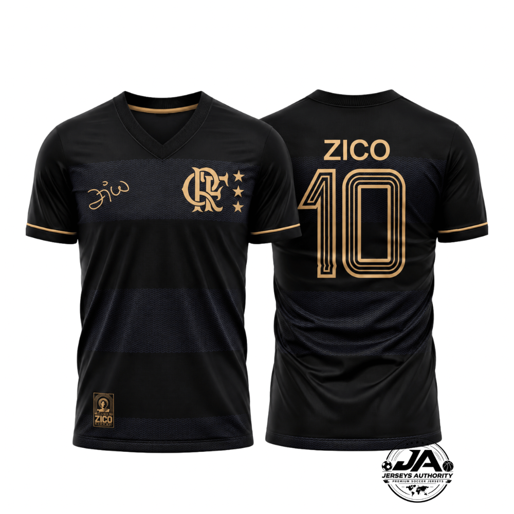 Camisa Flamengo Retrô Zico 1981 Preto e Dourado - Torcedor