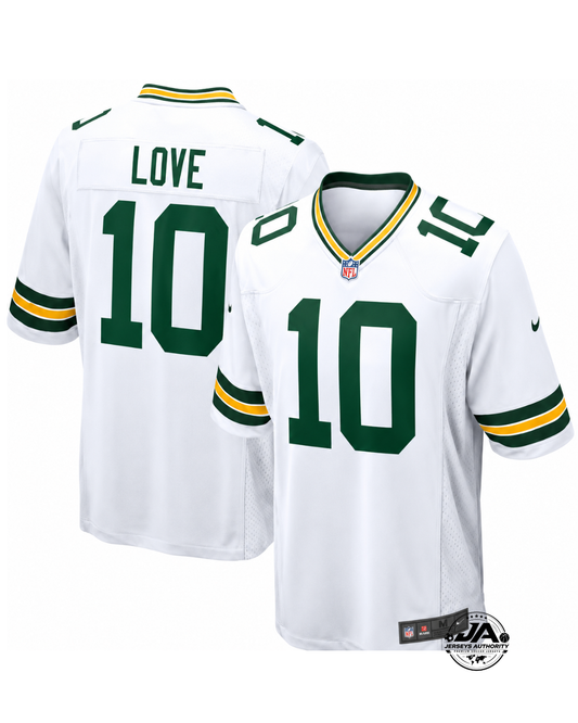 Camiseta NFL Green Bay Packers Jordan Love edición limitada, blanca y verde