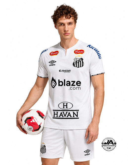 Santos 2024/25 Home Umbro Player Jersey with Full Sponsors - Slim Fit