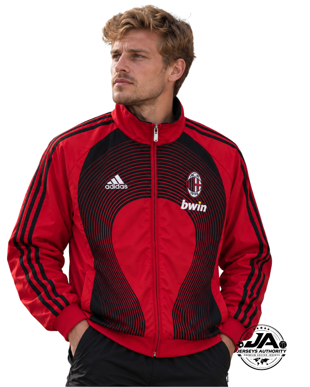26/27 AC Milan Red Full Zipper Windbreaker Jacket