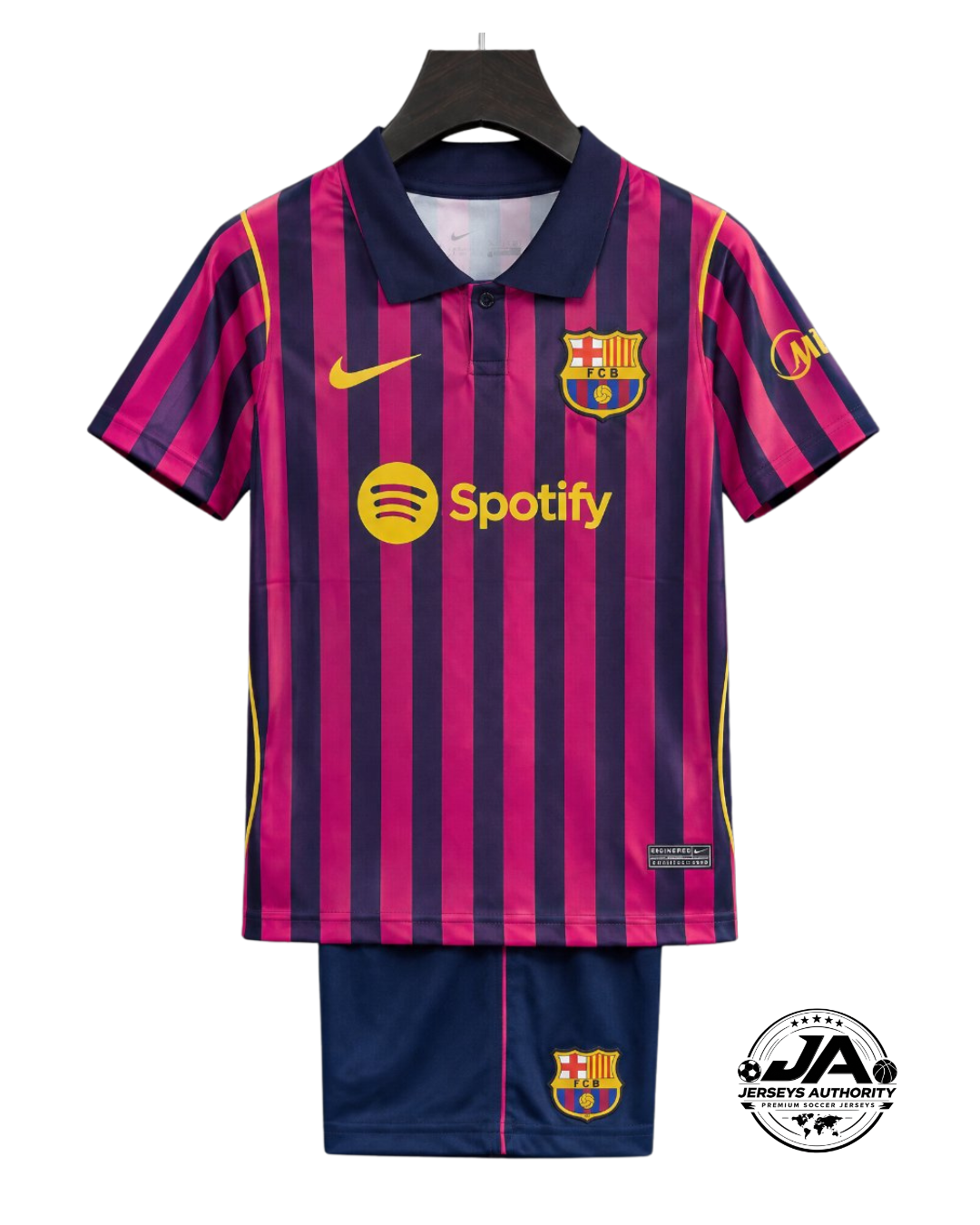 27/28 Kids Barcelona Home Black Red Stripes Jersey