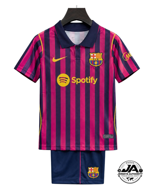 27/28 Kids Barcelona Home Black Red Stripes Jersey