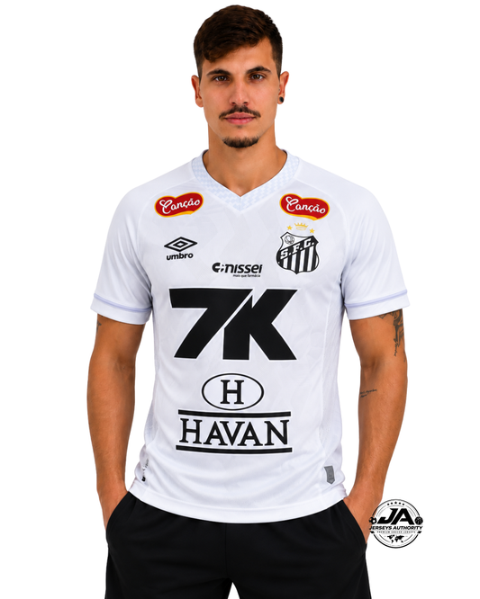 Santos 2025/26 Home Umbro Player Jersey with Full Sponsors - Slim Fit