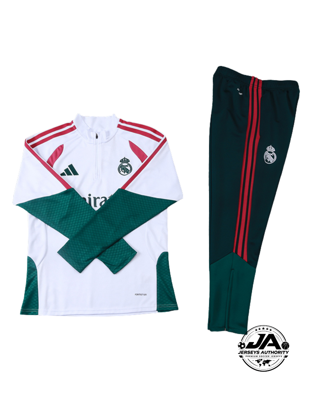 2026/27 Real Madrid White & Green Training Set – Long Sleeve